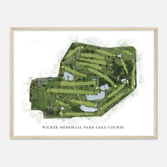 Wicker Memorial Park Golf Course Indiana Classic Watercolor Map Golfer Gift Golf Wall Art Golf Poster Print Course Layout