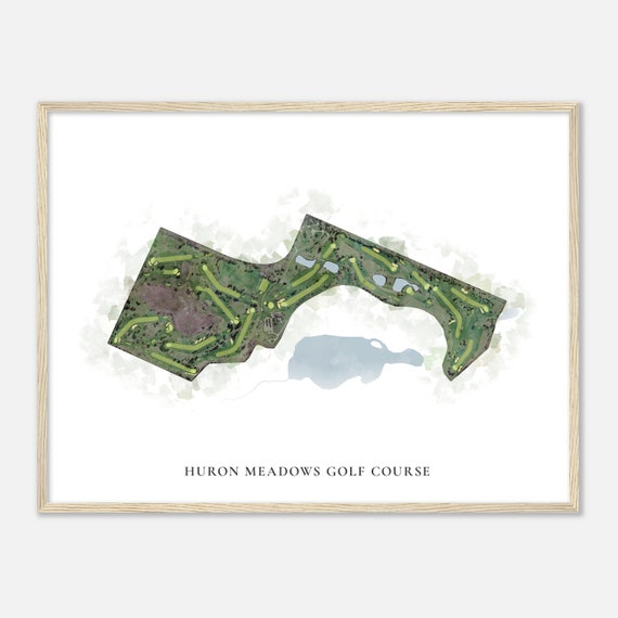 Huron Meadows Golf Course Michigan Classic Watercolor Map Golfer Gift Golf Wall Art Golf Poster Print Course Layout