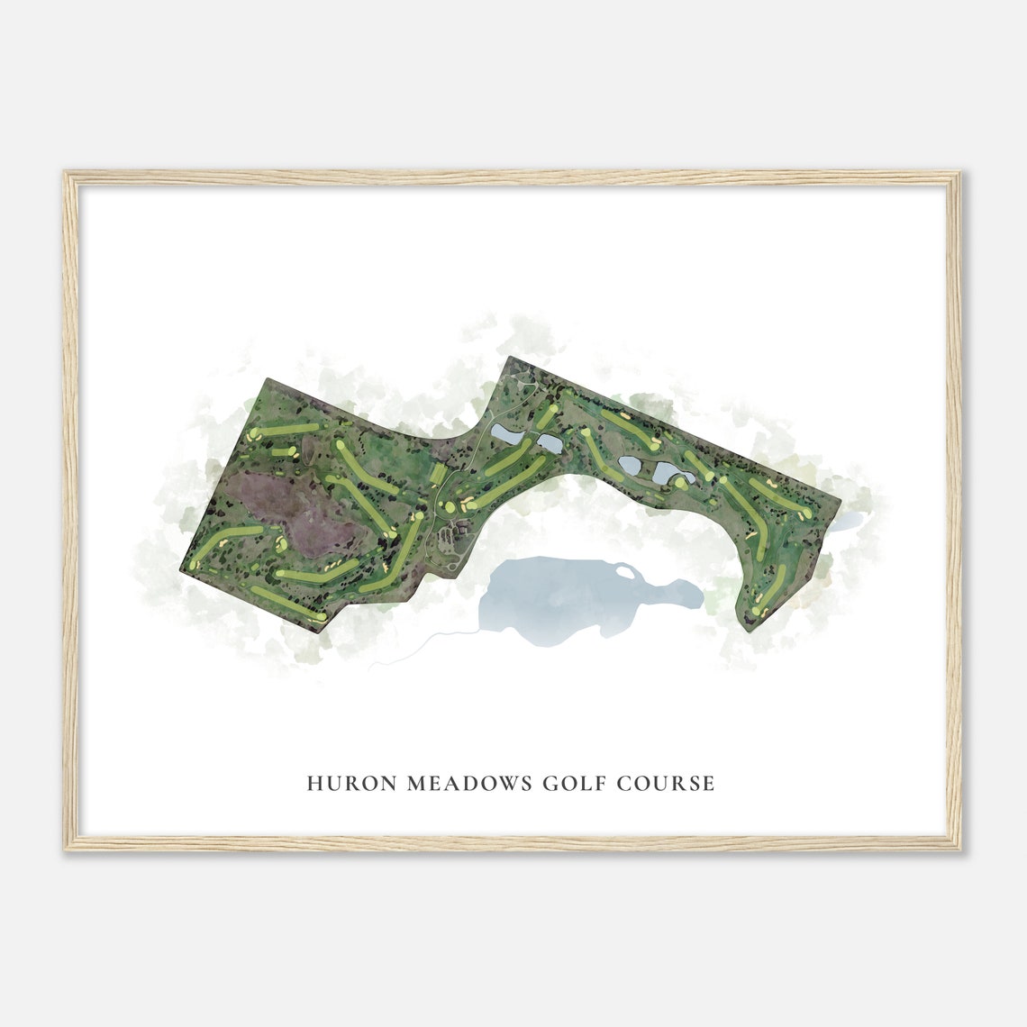 Huron Meadows Golf Course Michigan Classic Watercolor Map Golfer Gift Golf Wall Art Golf Poster Print Course Layout