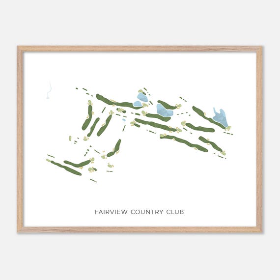 Fairview Country Club In Greenwich Connecticut Modern Watercolor Map Golfer Gift Golf Wall Art Golf Poster Print Course Layout