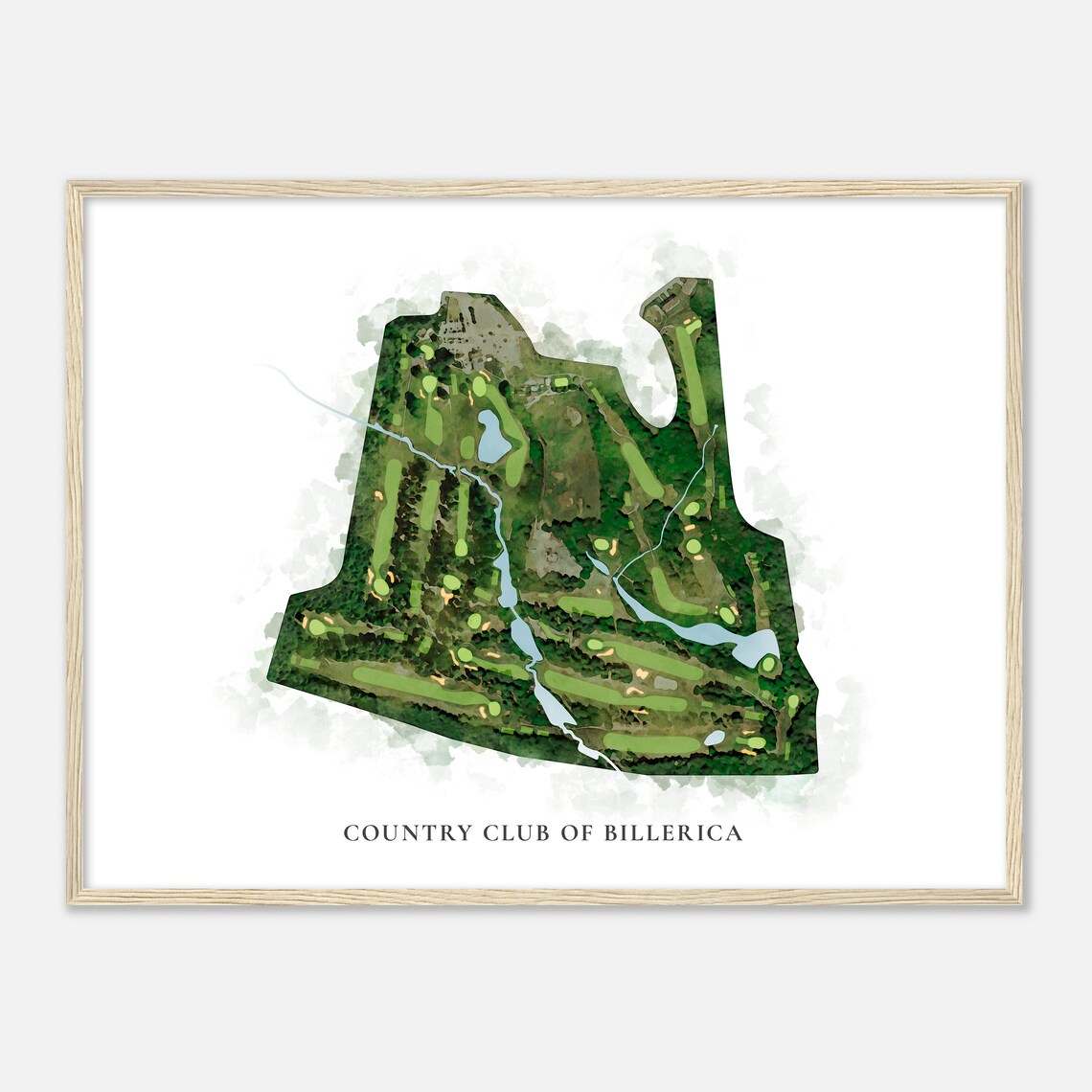 Country Club of Billerica Classic Aerial Watercolor Golf Poster - Image 2