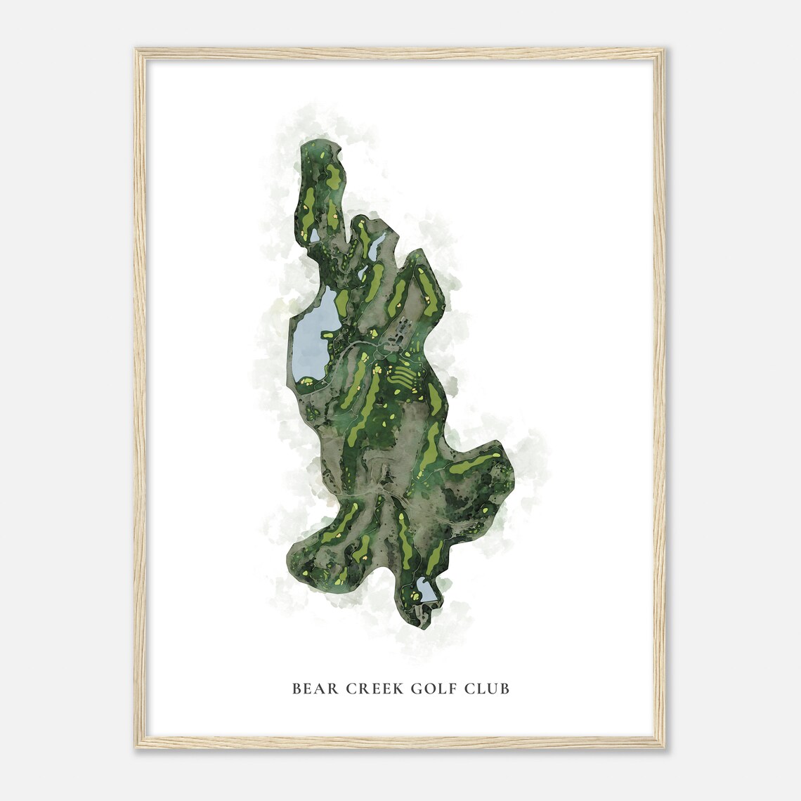 Bear Creek Golf Club Watercolor Course Map Aerial View Sports Poster