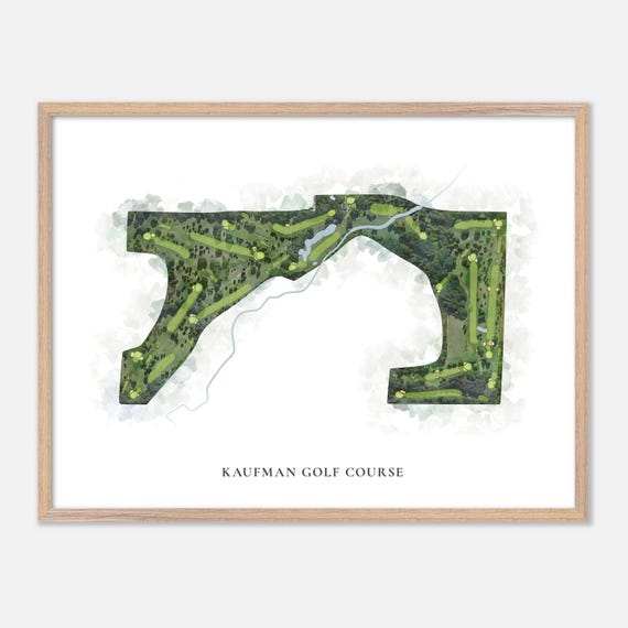 Kaufman Golf Course In Wyoming Michigan Classic Watercolor Map Golfer Gift Golf Wall Art Golf Poster Print Course Layout