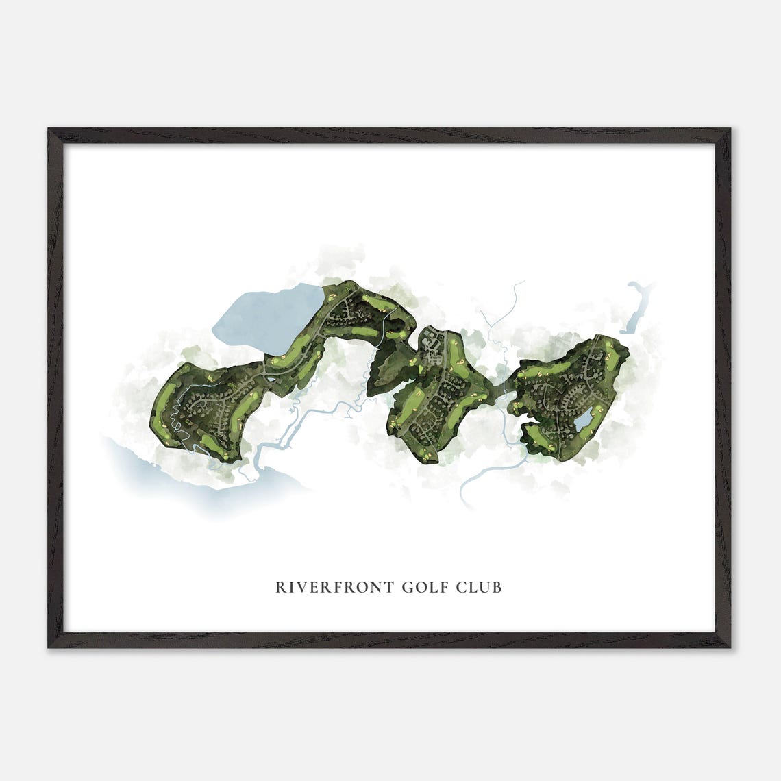 Riverfront Golf Club Course Watercolor Aerial Map Art Poster - Image 5