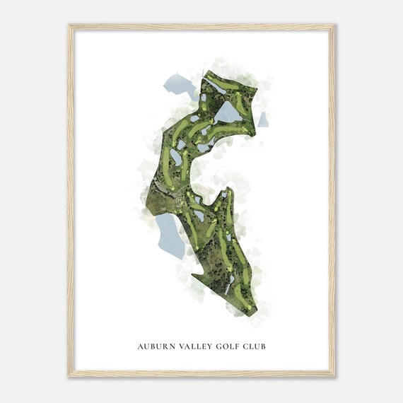 Auburn Valley Golf Club California Classic Watercolor Map Golfer Gift Golf Wall Art Golf Poster Print Course Layout