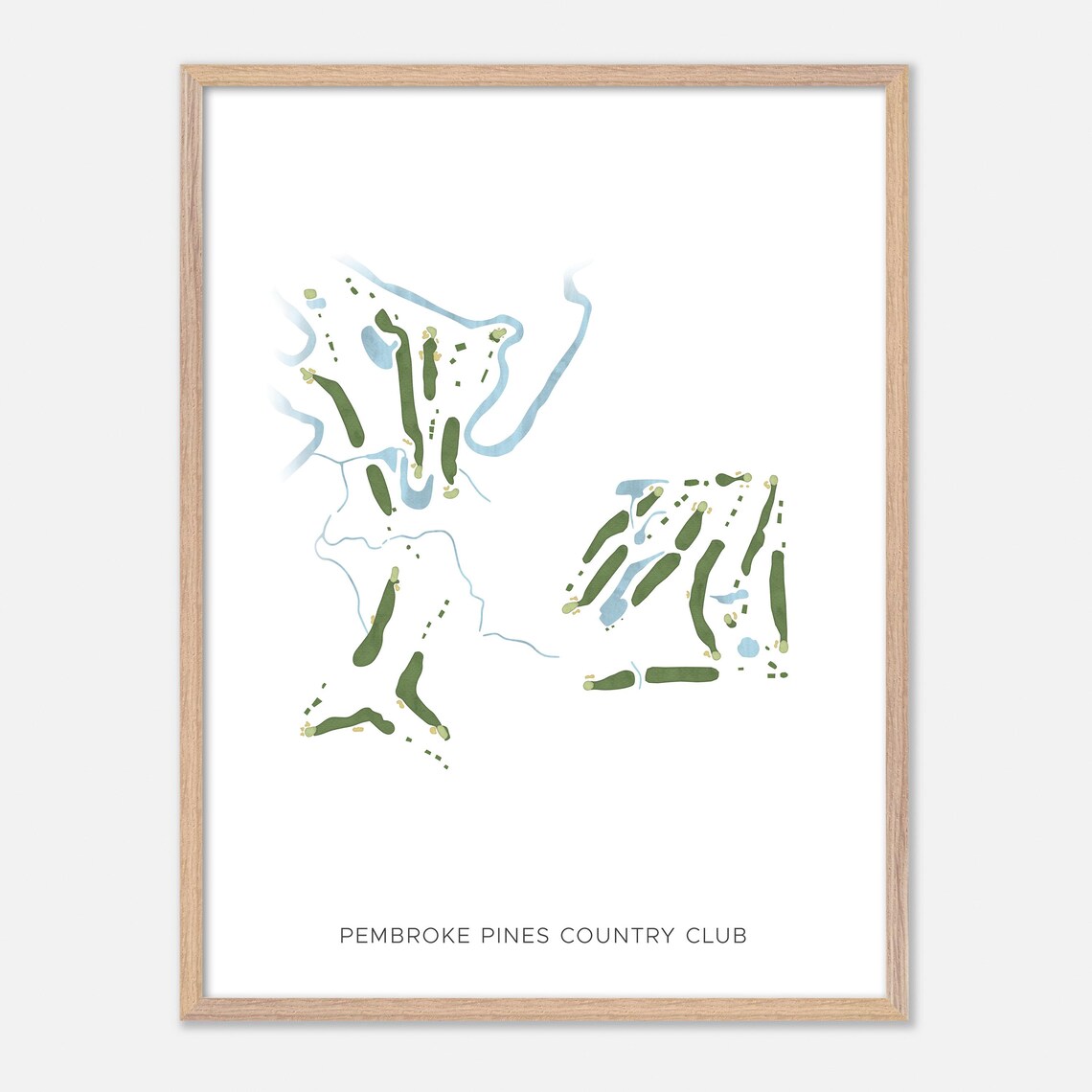 Pembroke Pines Country Club Minimalist Watercolor Course Map Poster - Image 2