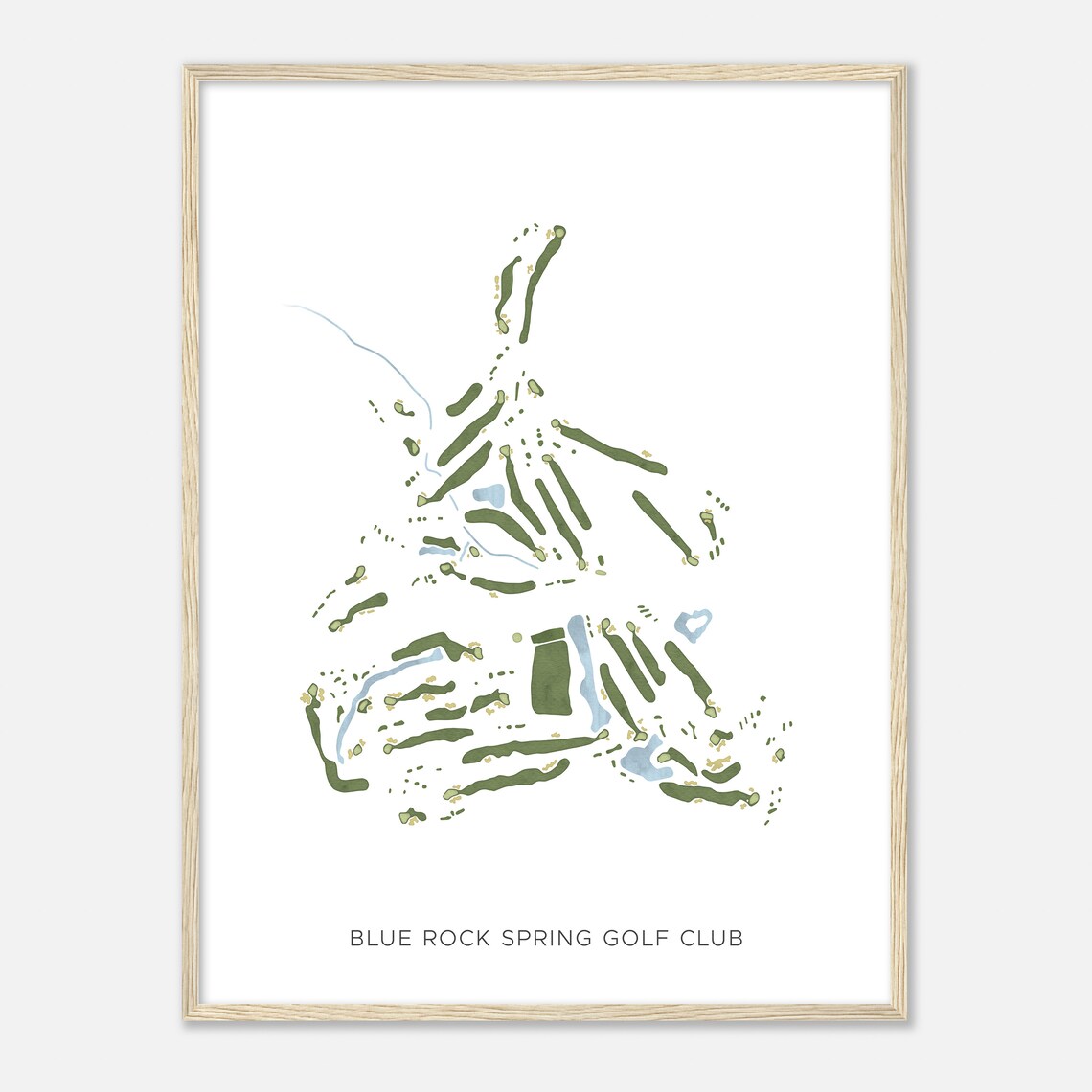 Blue Rock Spring Golf Club Modern Fairway Watercolor Map Art Poster - Image 2