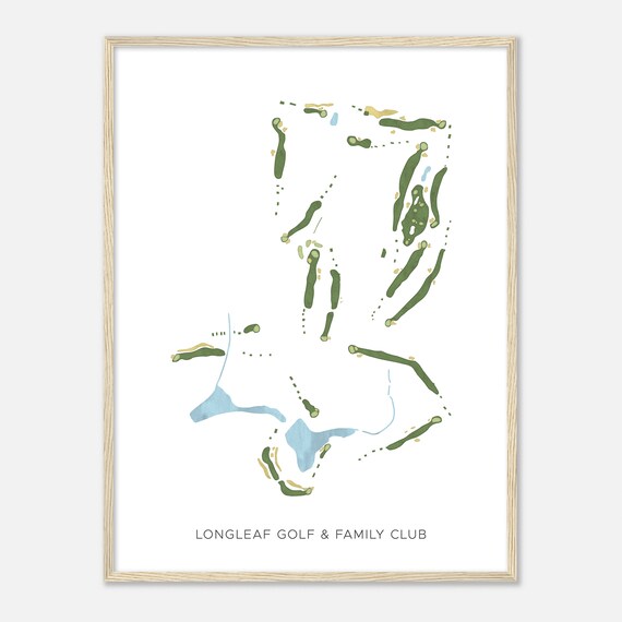 Longleaf Golf & Family Club North Carolina Modern Watercolor Golf Course Map Poster