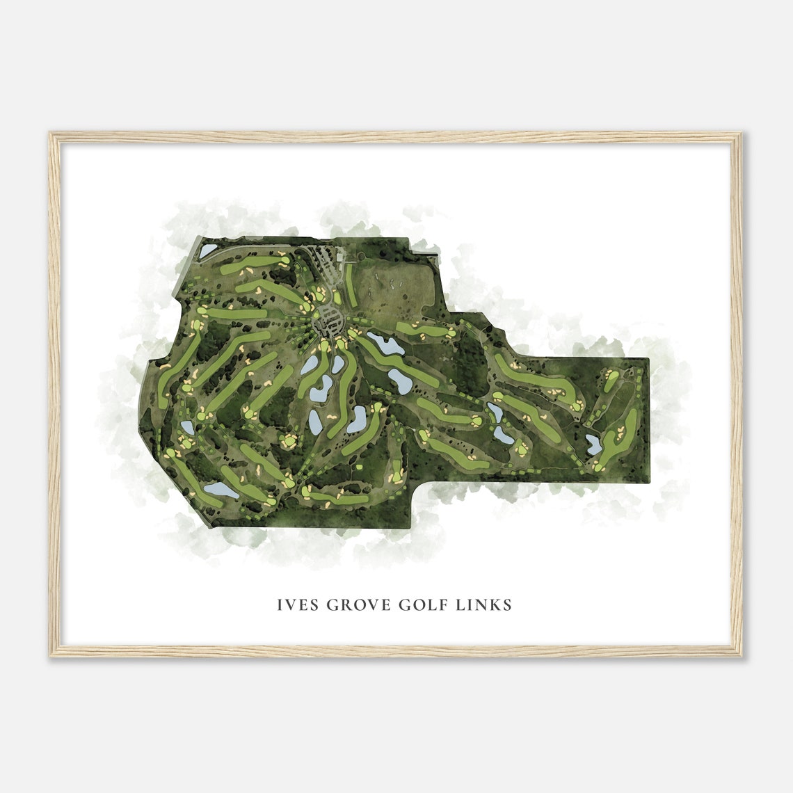 Ives Grove Golf Links Wisconsin Classic Aerial Watercolor Poster - Image 2