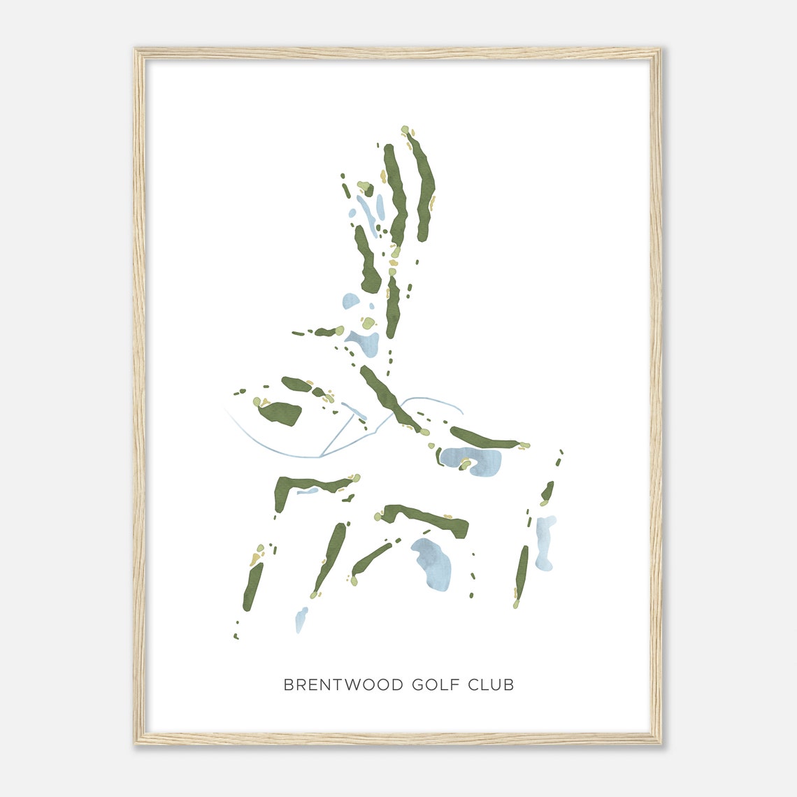 Brentwood Golf Club Modern Minimalist Golf Course Map Poster
