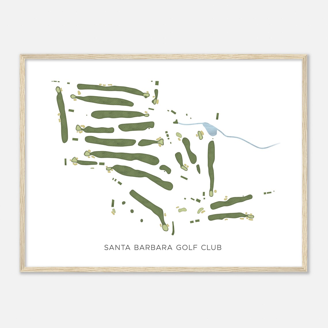 Santa Barbara Golf Club California Watercolor Course Map Poster - Image 2