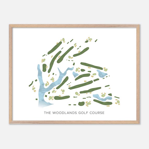 The Woodlands Golf Course In Hampton Virginia Modern Watercolor Map Golfer Gift Golf Wall Art Golf Poster Print Course Layout