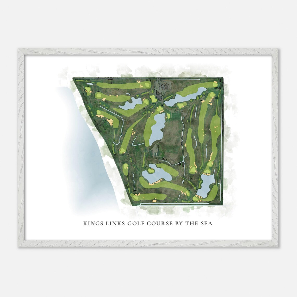 Kings Links Golf Course by the Sea Classic Watercolor Map Poster - Image 3