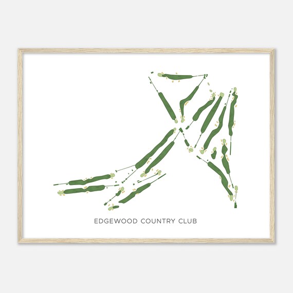 Edgewood Country Club Pennsylvania Modern Watercolor Map Golfer Gift Golf Wall Art Golf Poster Print Course Layout