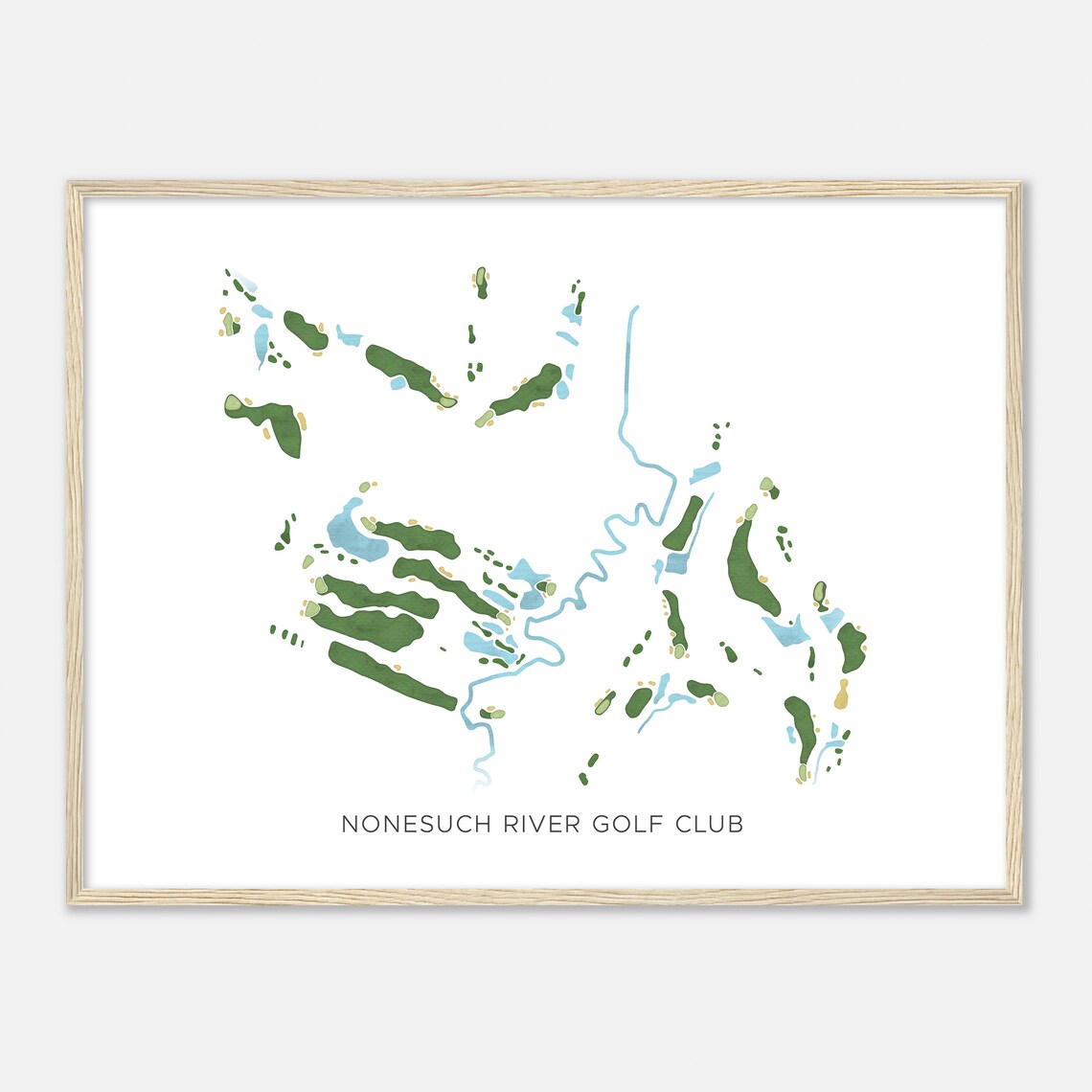 Nonesuch River Golf Club Maine Modern Watercolor Map Golfer Gift Golf Wall Art Golf Poster Print Course Layout
