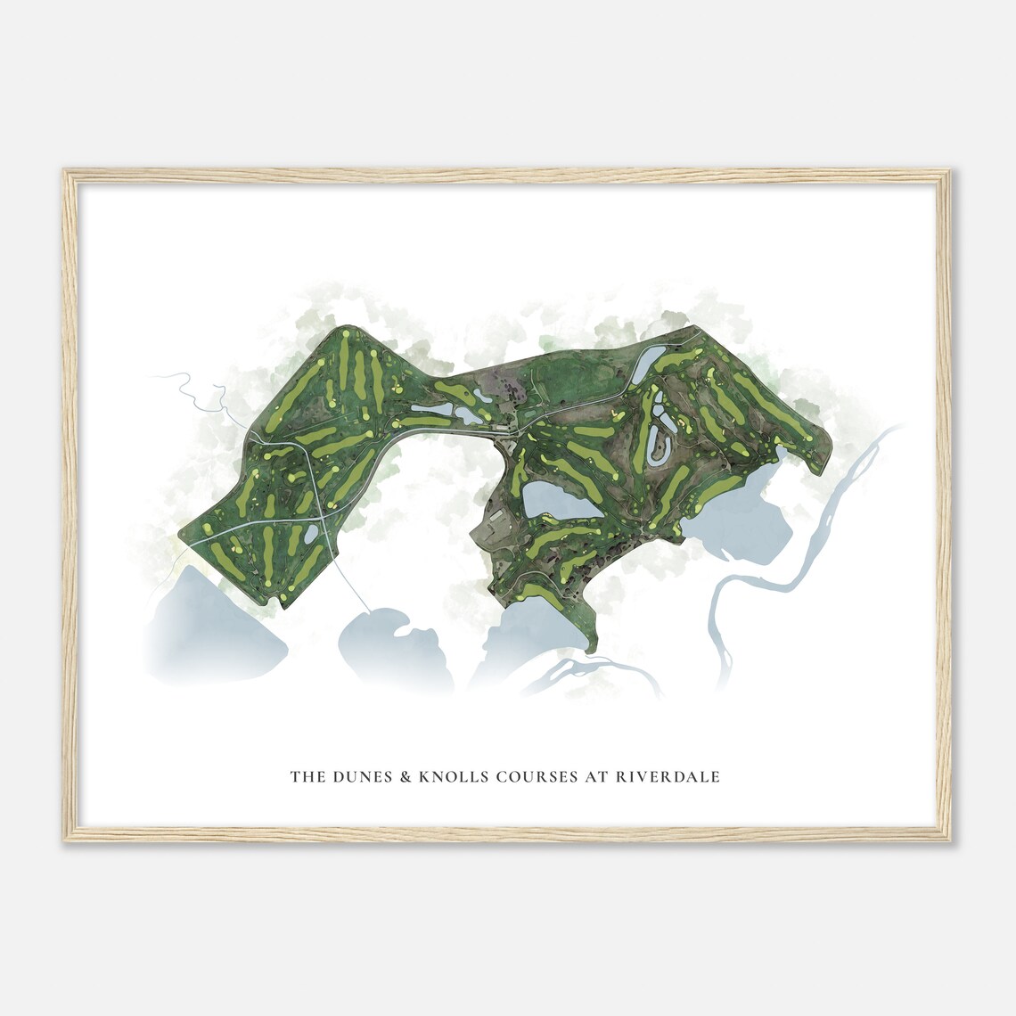 The Dunes Knolls Courses At Riverdale Colorado Classic Watercolor Map Golfer Gift Golf Wall Art Golf Poster Print Course Layout