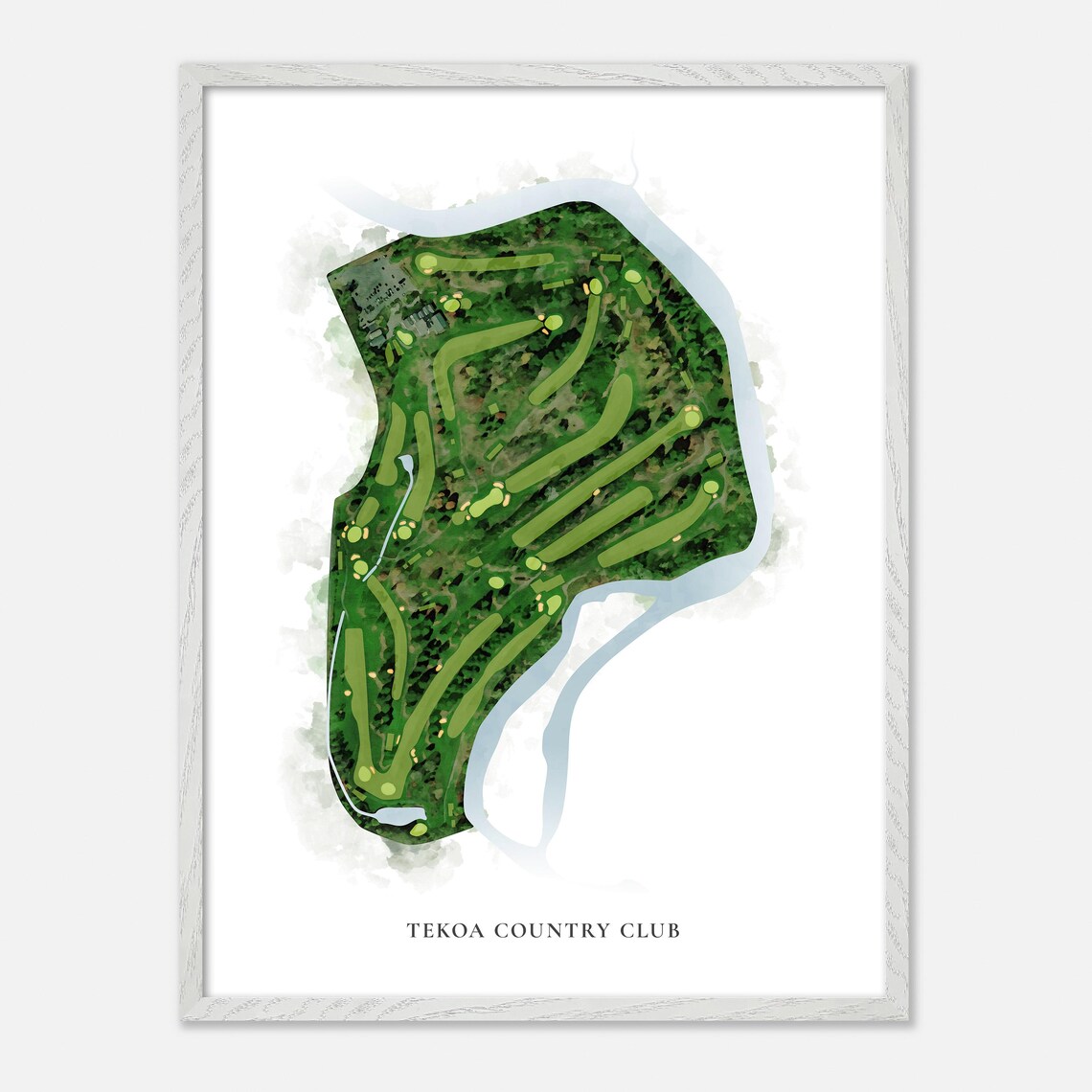 Tekoa Country Club Golf Course Watercolor Aerial Map Art Poster - Image 2