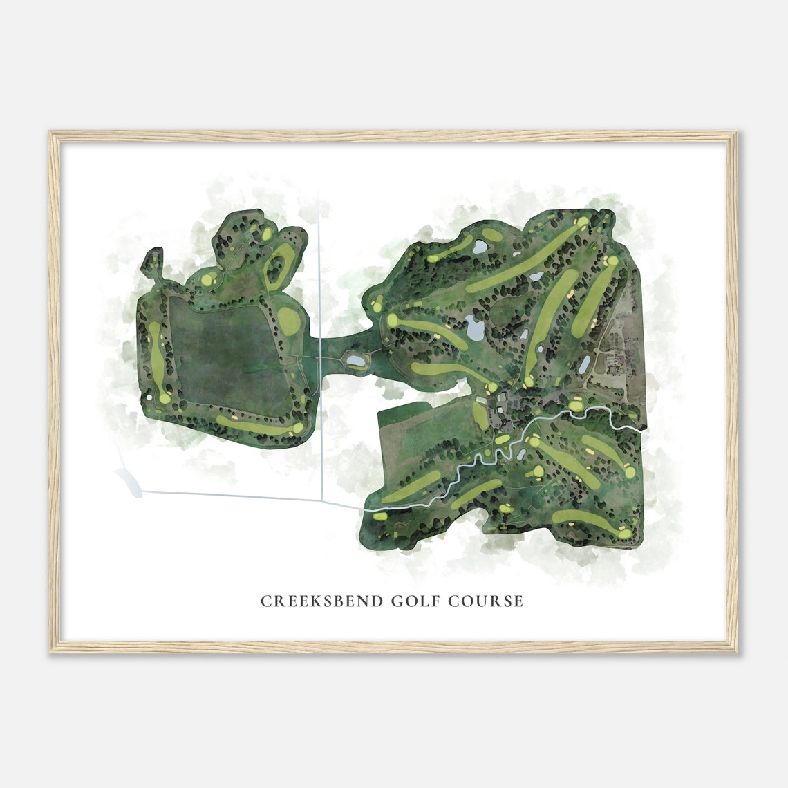 Creeksbend Golf Course Classic Aerial Watercolor Map Gift Poster - Image 2