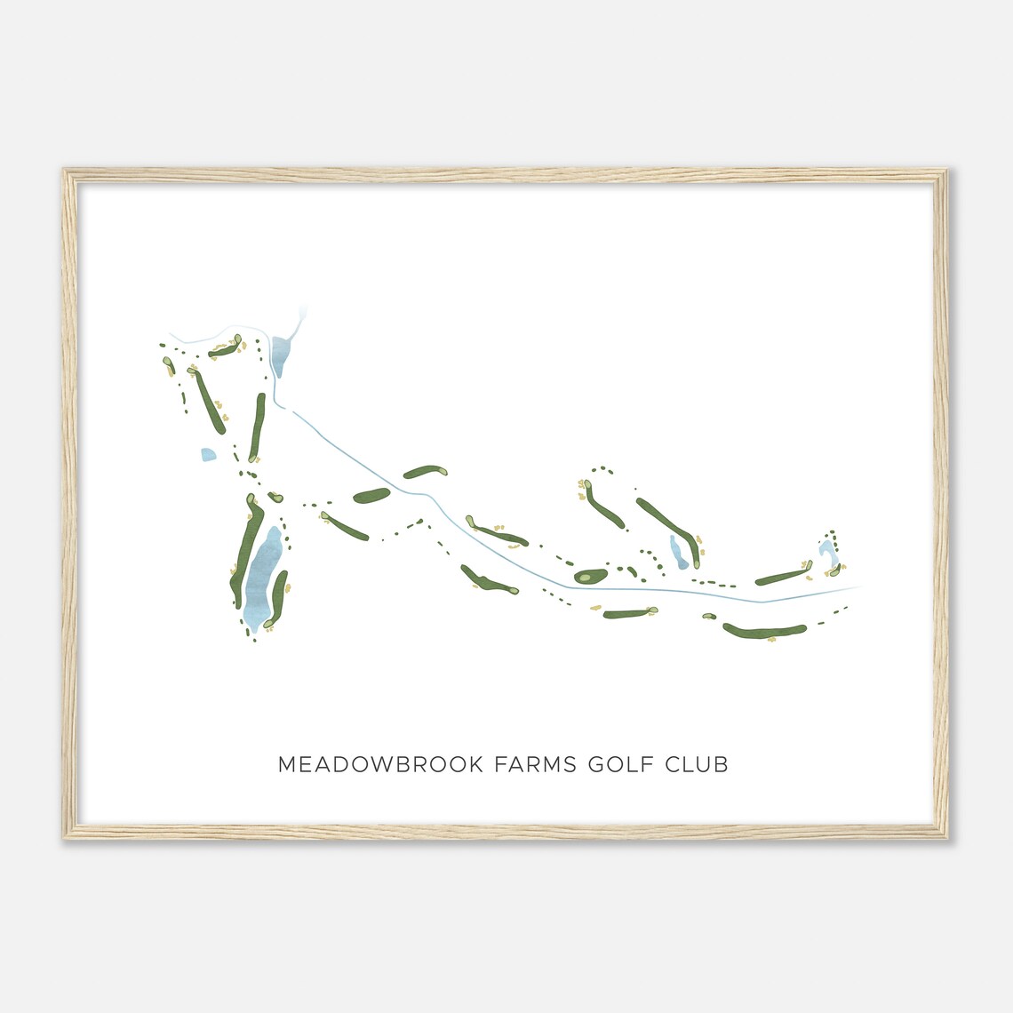 Meadowbrook Farms Golf Club Texas Modern Watercolor Map Poster