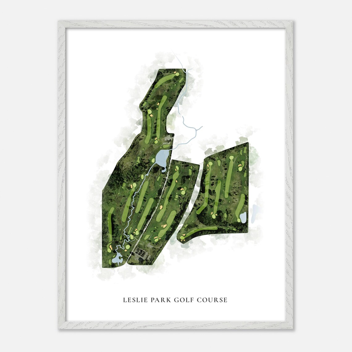 Leslie Park Golf Course Classic Watercolor Aerial Map Poster - Image 2