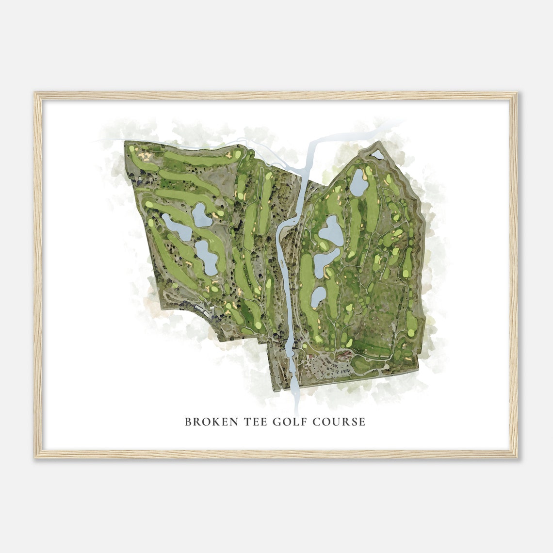 Broken Tee Golf Course Classic Watercolor Aerial Map Golfer Gift Print - Image 2