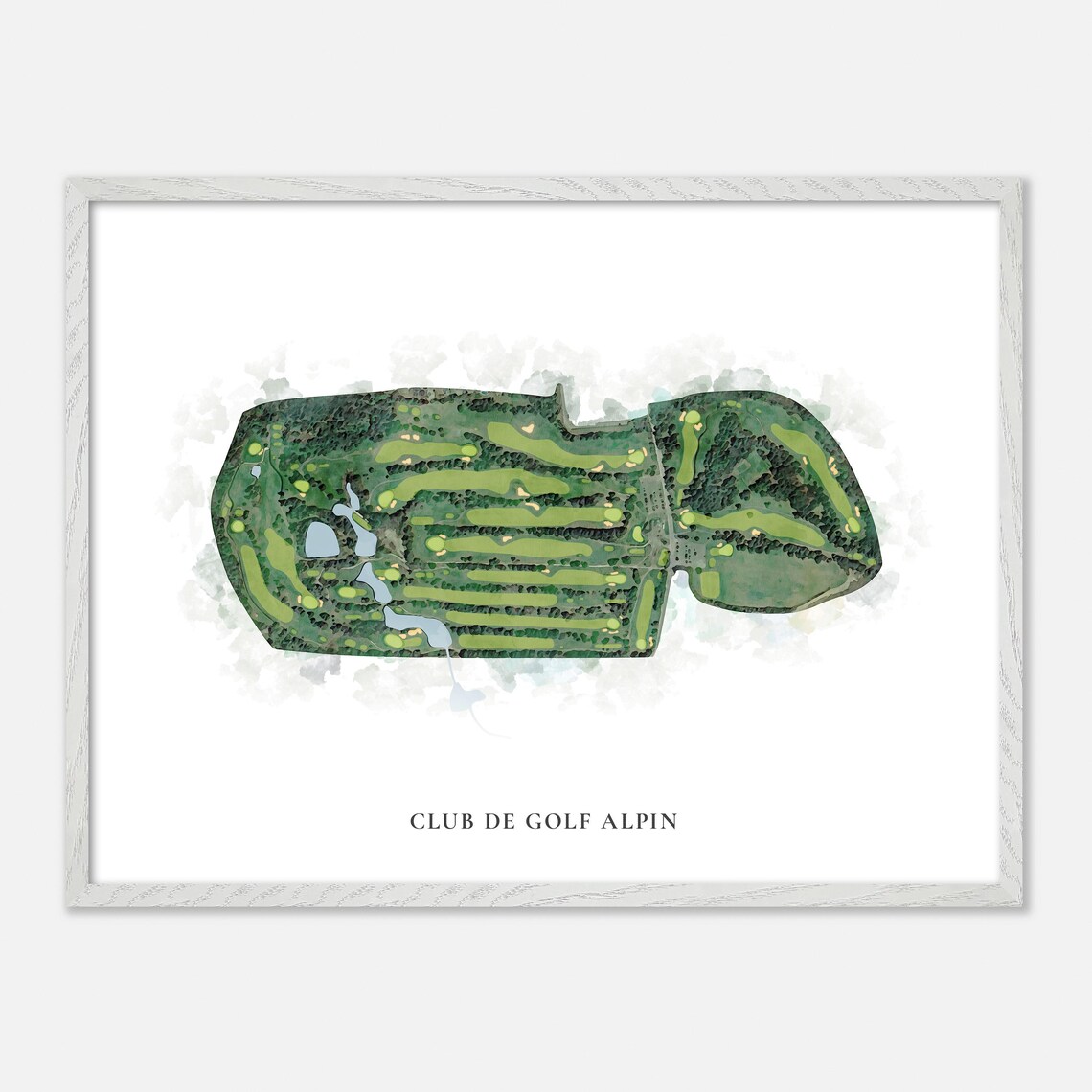 Club De Golf Alpin Quebec Classic Watercolor Course Map Poster - Image 3