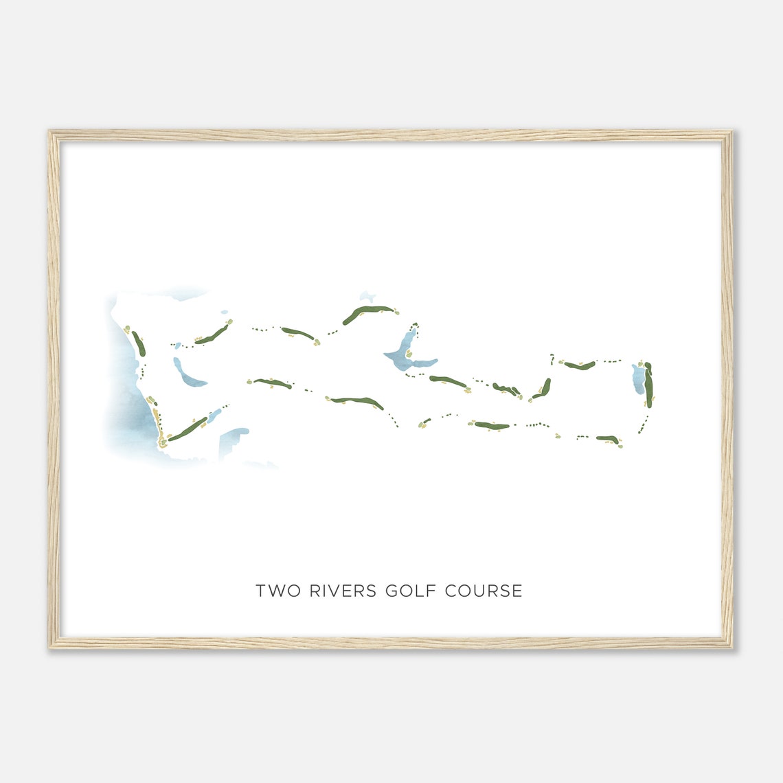 Two Rivers Golf Course Virginia Modern Watercolor Map Poster
