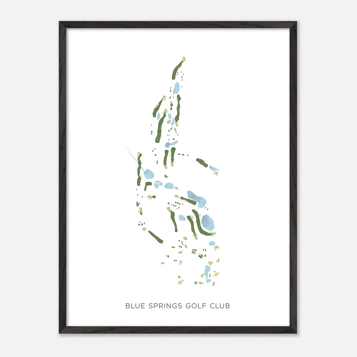 Blue Springs Golf Club Modern Minimalist Watercolor Map Poster - Image 2