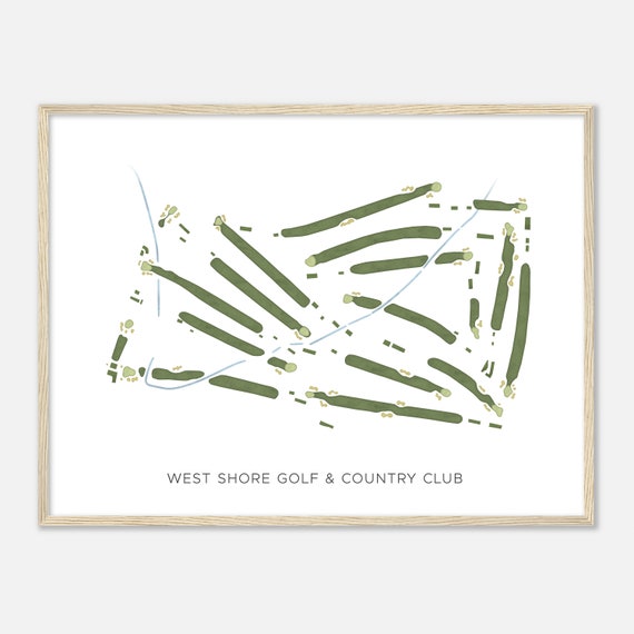 West Shore Golf Country Club Michigan Modern Watercolor Map Golfer Gift Golf Wall Art Golf Poster Print Course Layout