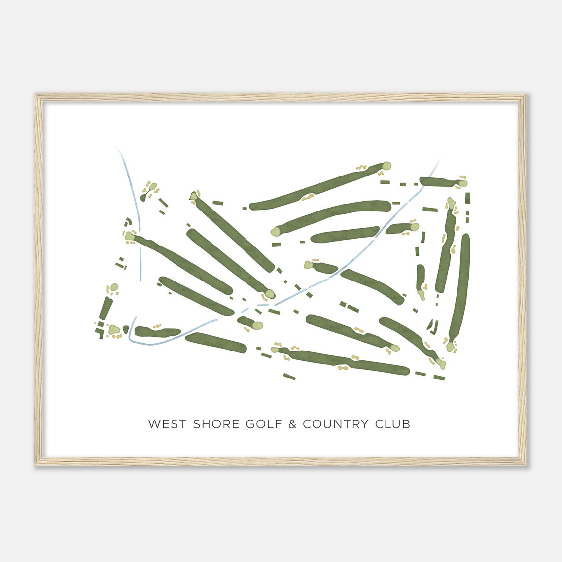 West Shore Golf & Country Club Modern Watercolor Golf Map Poster