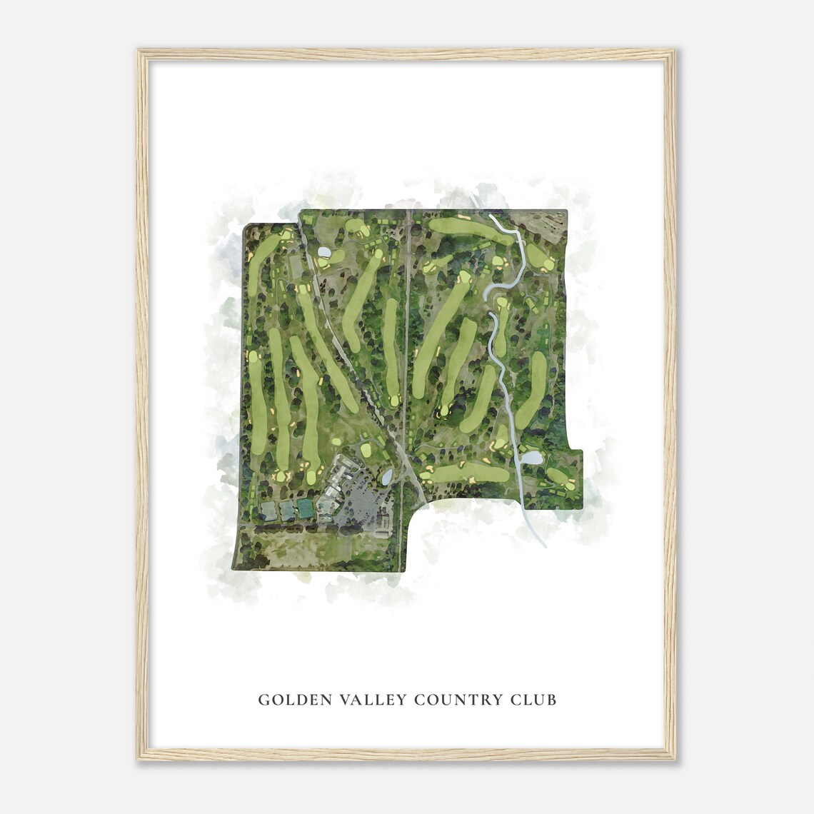 Golden Valley Country Club Watercolor Style Golf Course Map Poster - Image 2
