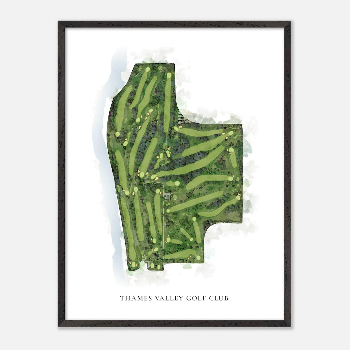 Thames Valley Golf Club Classic Aerial Watercolor Golf Map Poster - Image 2