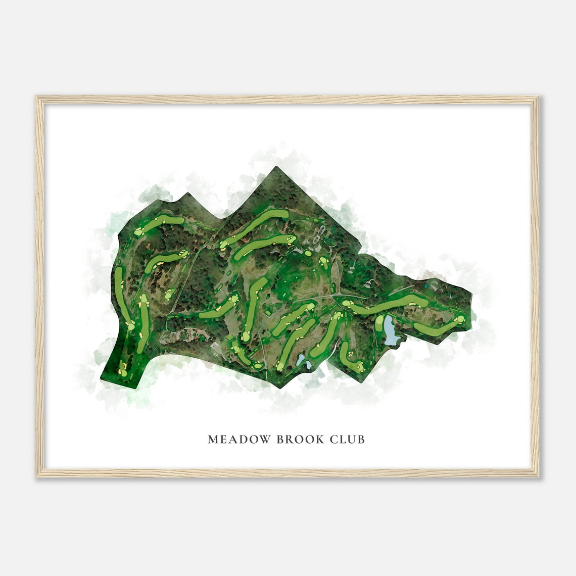Meadow Brook Club New York Classic Watercolor Golf Map Poster - Image 2