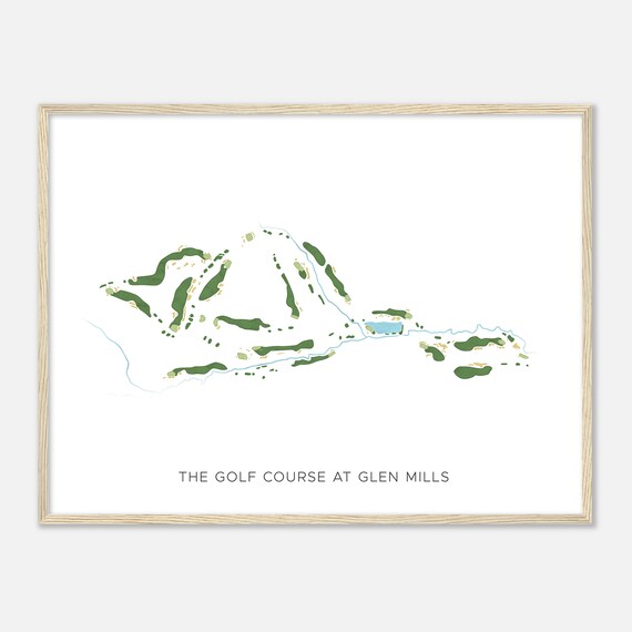 The Golf Course At Glen Mills Pennsylvania Modern Watercolor Map Golfer Gift Golf Wall Art Golf Poster Print Course Layout