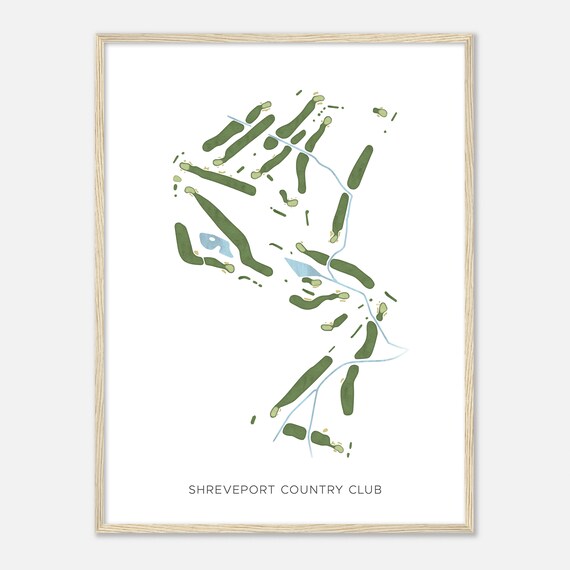 Shreveport Country Club Modern Watercolor Golf Course Map Poster