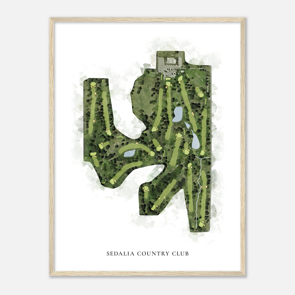 Sedalia Country Club Classic Watercolor Aerial Course Map Poster - Image 2