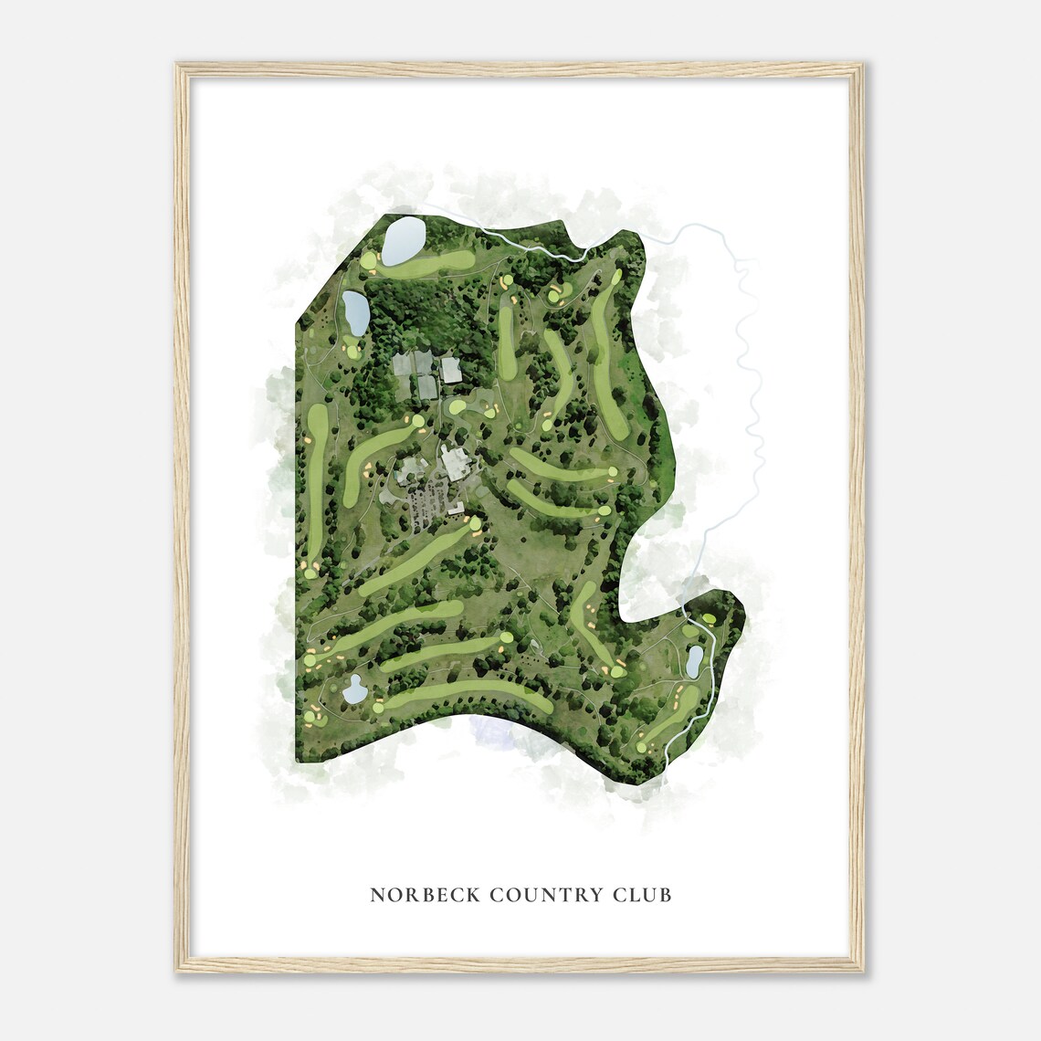 Norbeck Country Club Maryland Classic Watercolor Map Art Poster - Image 2