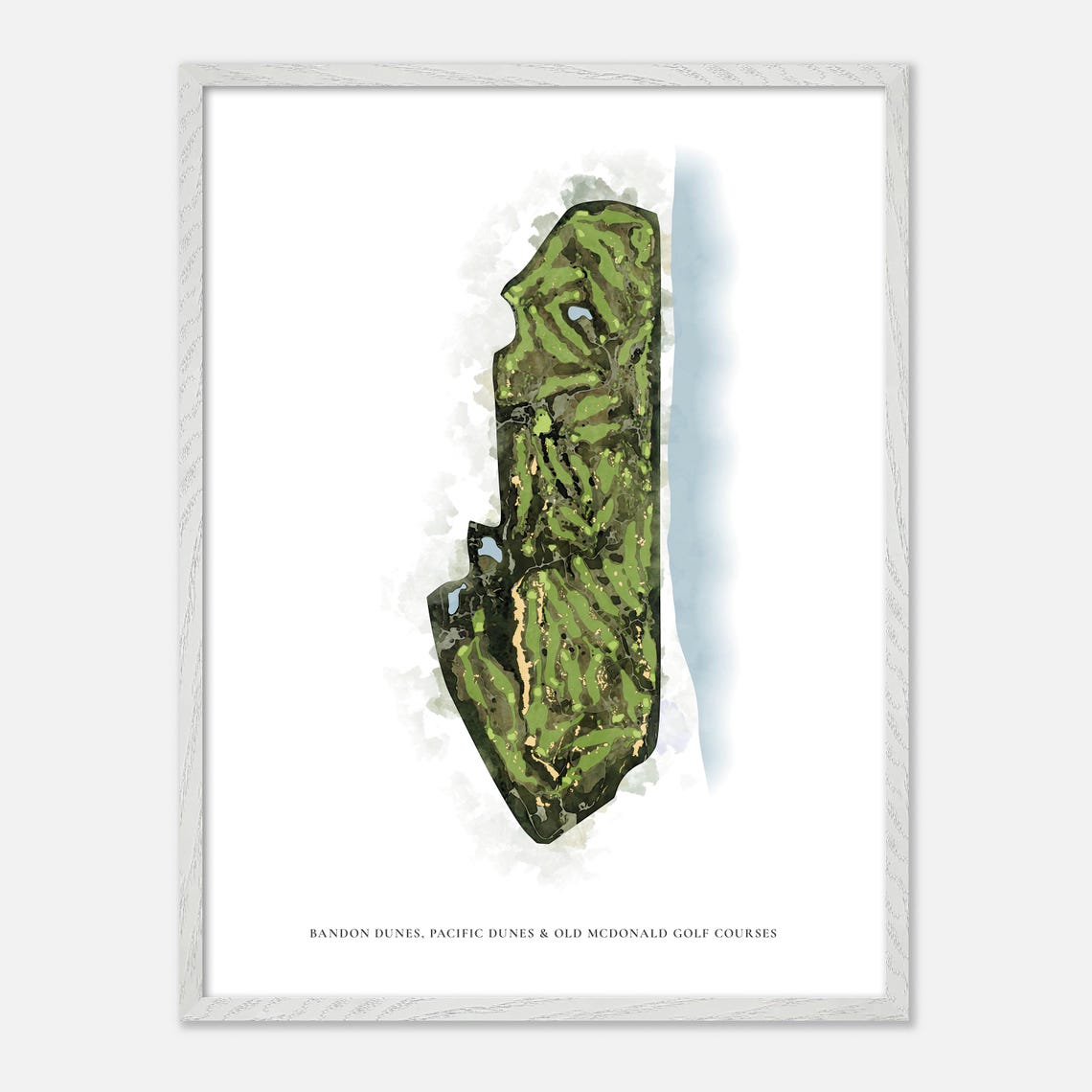 Bandon Dunes Pacific Dunes Old McDonald Golf Courses Map Art Poster - Image 2