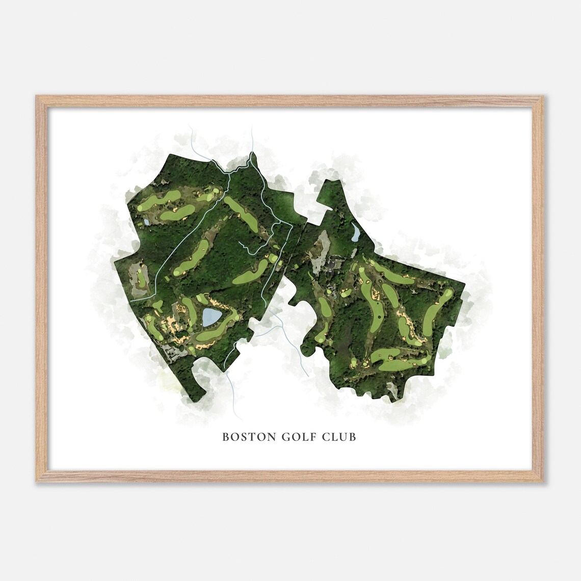 Boston Golf Club Massachusetts Classic Watercolor Map Poster