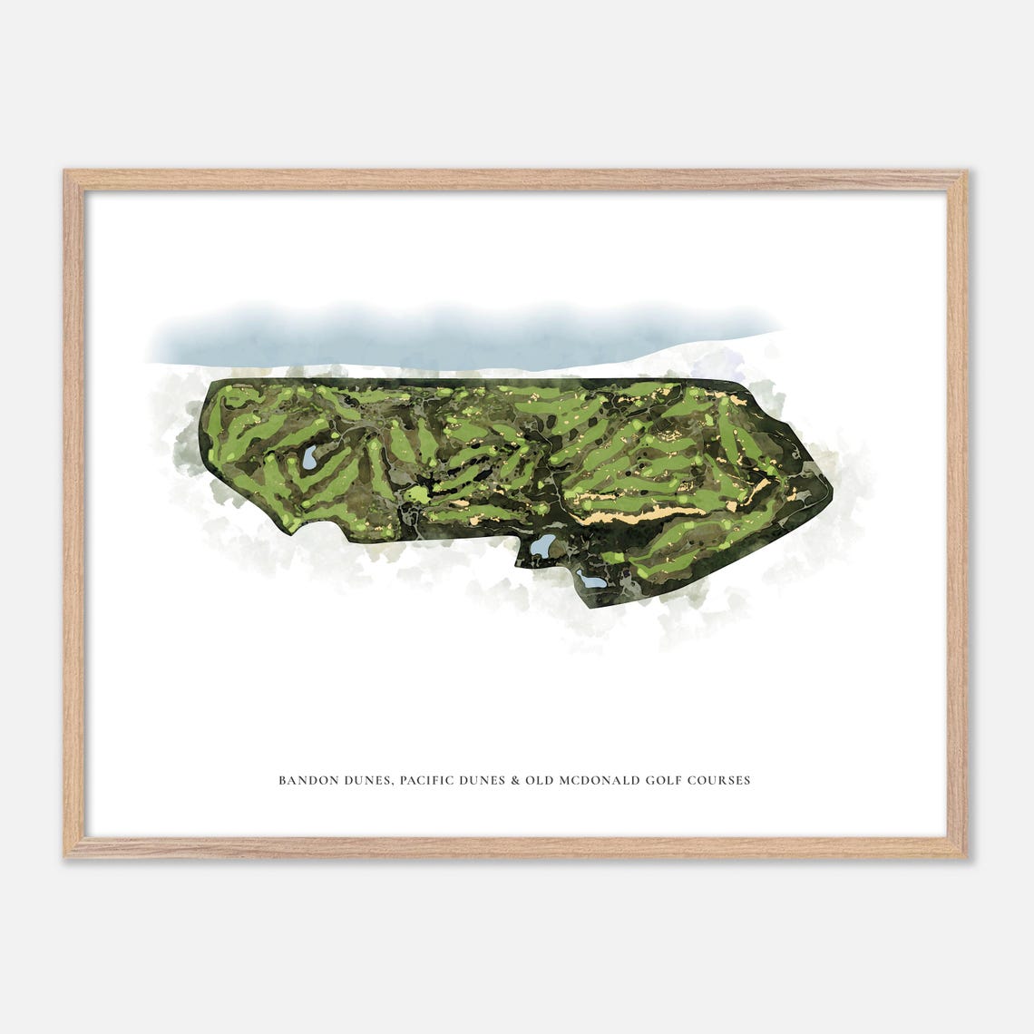 Bandon Dunes Pacific Dunes Old McDonald Golf Courses Map Art Poster