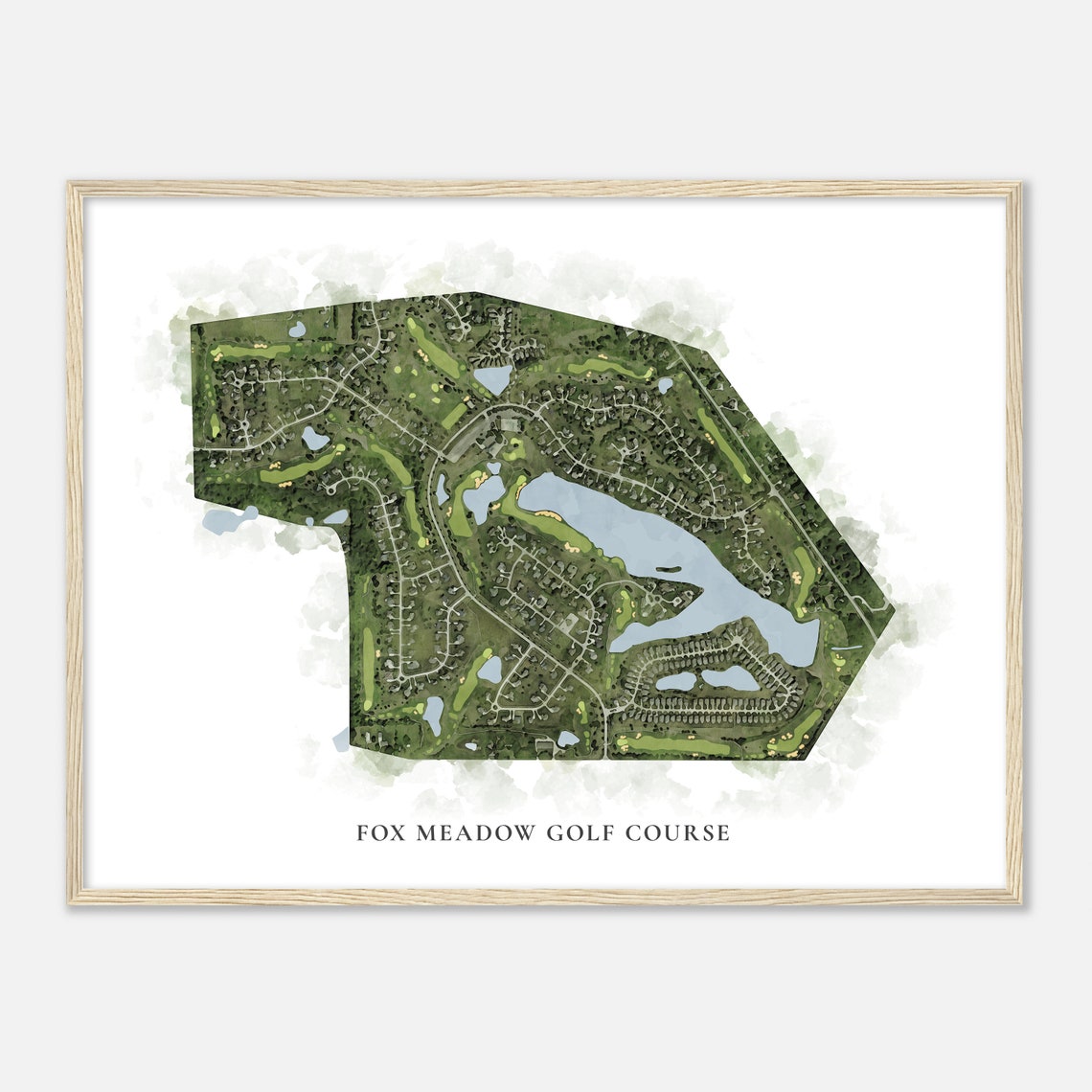 Fox Meadow Golf Course Ohio Classic Watercolor Map Poster Gift - Image 2