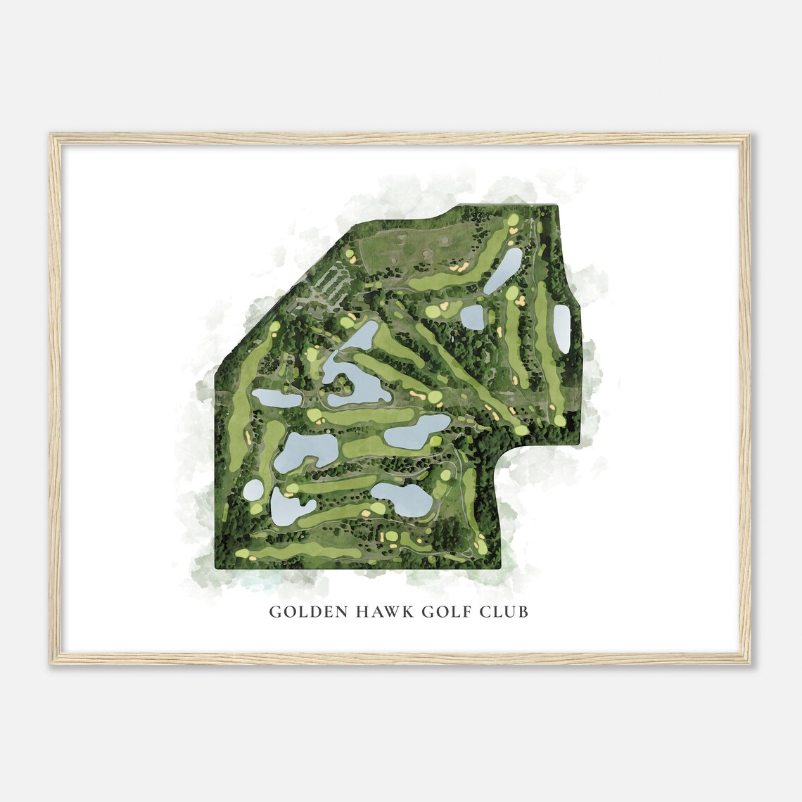 Golden Hawk Golf Club Poster Watercolor Aerial Map Golfer Gift - Image 2