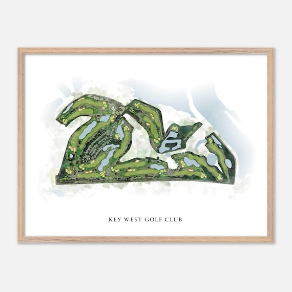 Key West Golf Club Florida Classic Watercolor Course Map Wall Art