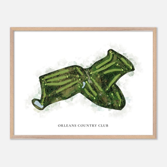 Orleans Country Club In Orleans Vermont Classic Watercolor Map Golfer Gift Golf Wall Art Golf Poster Print Course Layout