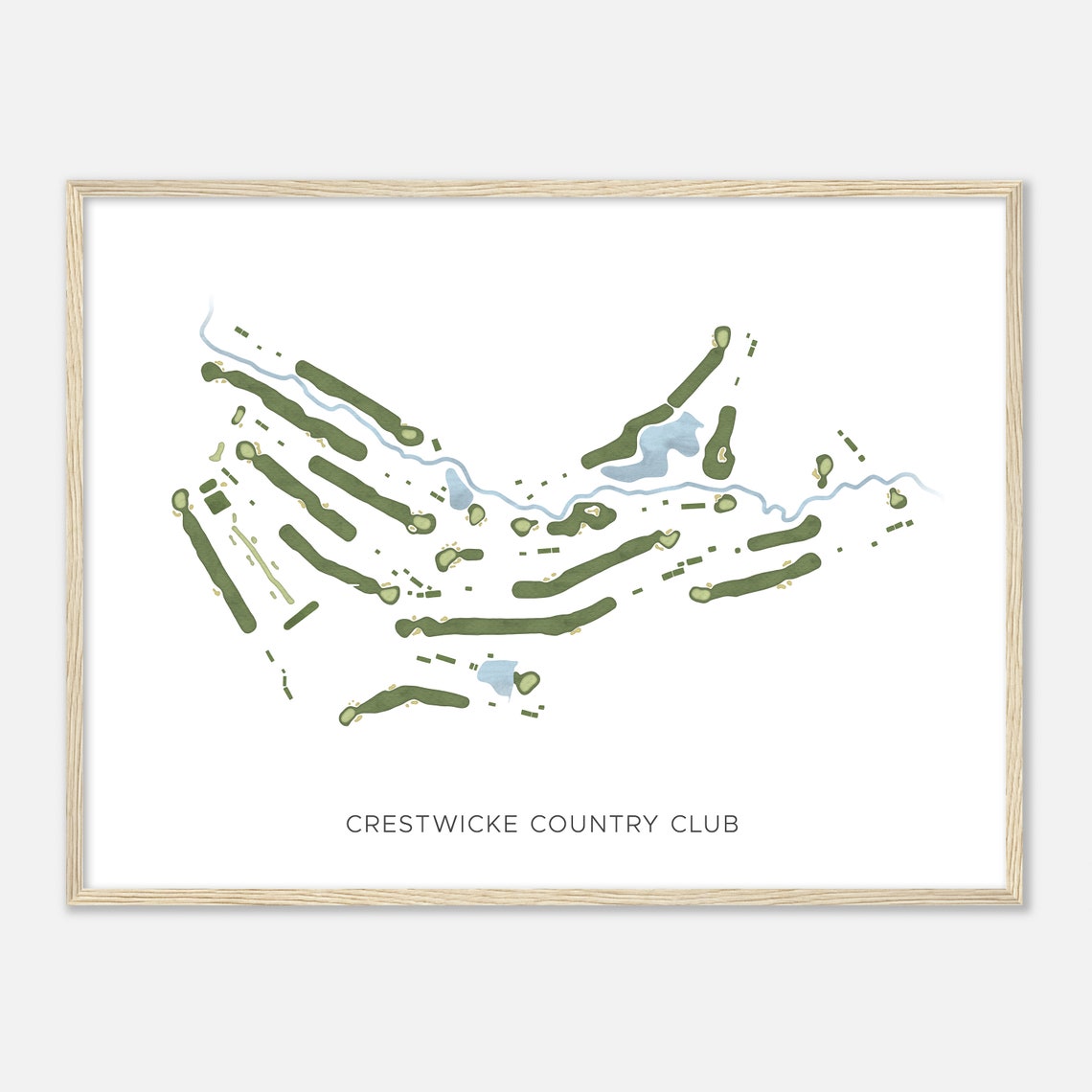 Crestwicke Country Club Modern Watercolor Map Golfer Gift Poster - Image 2