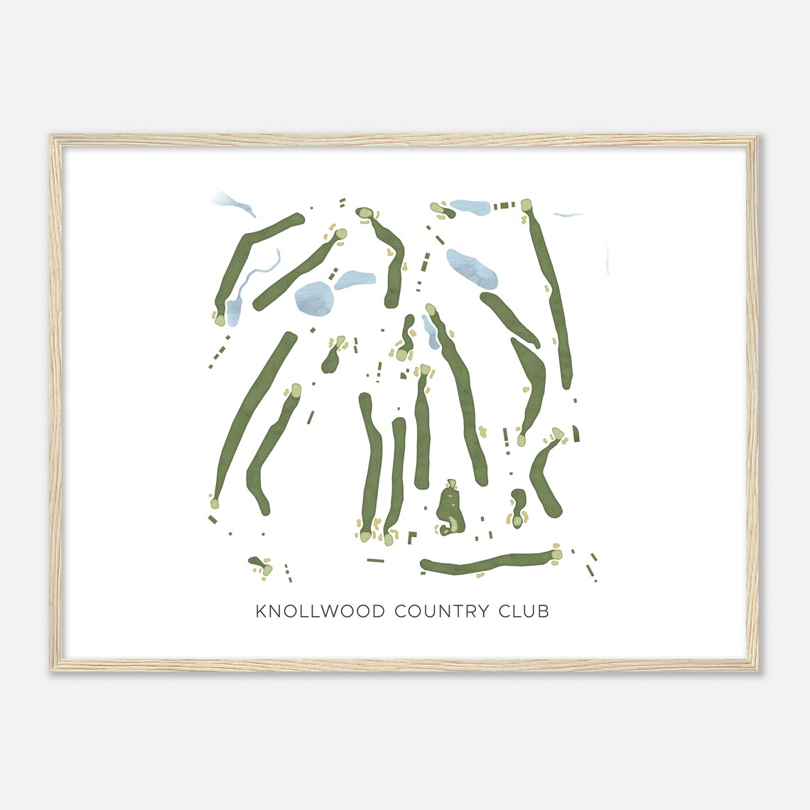 Knollwood Country Club Michigan Watercolor Golf Course Map Poster