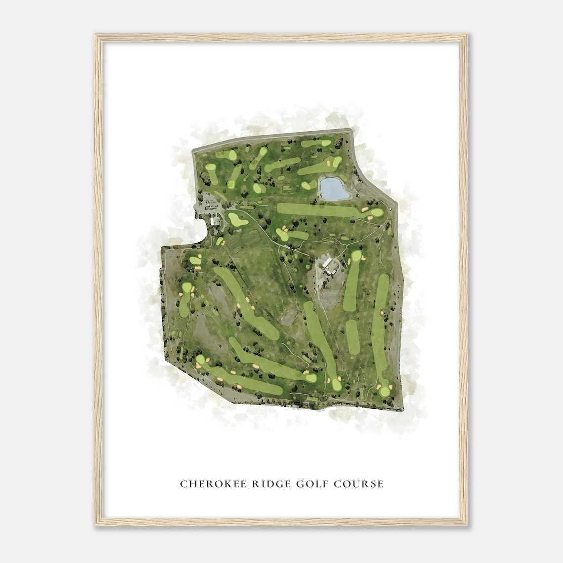 Cherokee Ridge Golf Course Classic Aerial Watercolor Map Poster