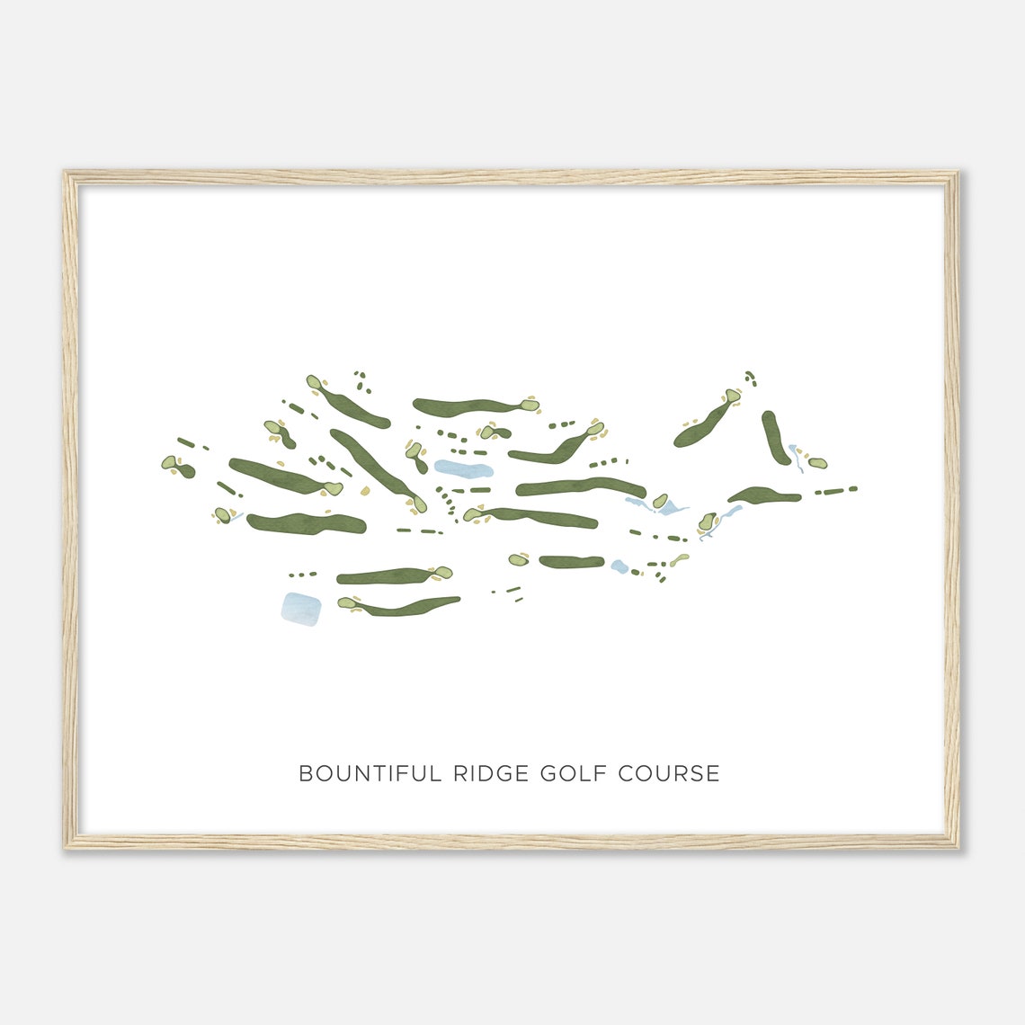 Bountiful Ridge Golf Course Modern Watercolor Map Wall Art Gift - Image 2