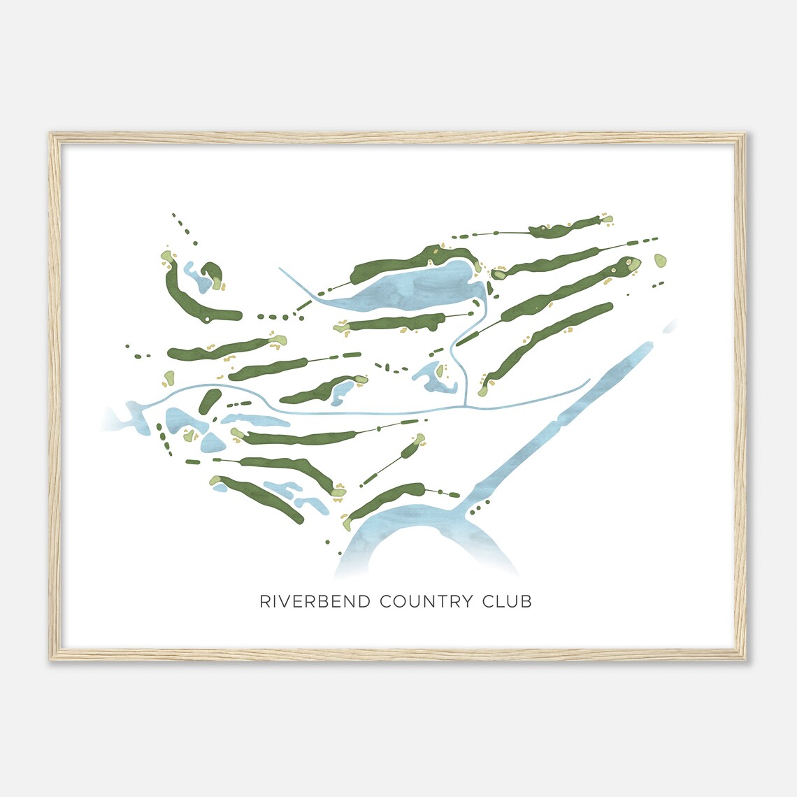 Riverbend Country Club Texas Golf Course Map Modern Minimalist Poster - Image 2