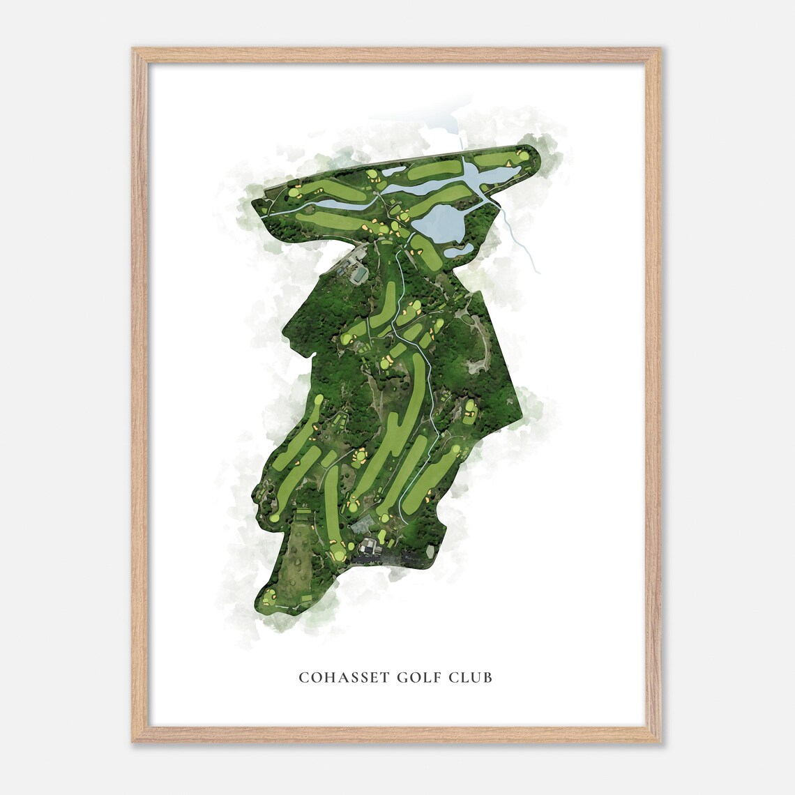 Cohasset Golf Club Classic Watercolor Golf Course Map Art Poster - Image 2